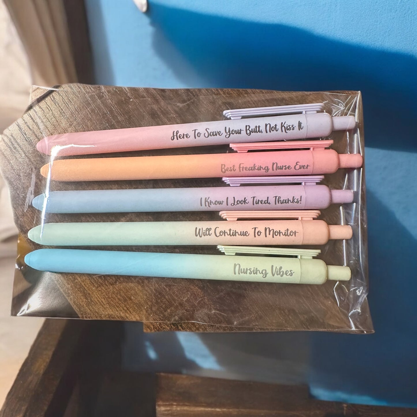 Set of 5 laser engraved ombre pens