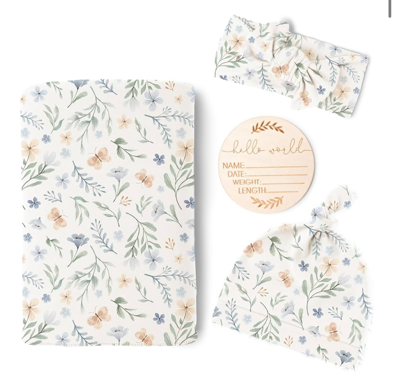Embroidered baby blanket set