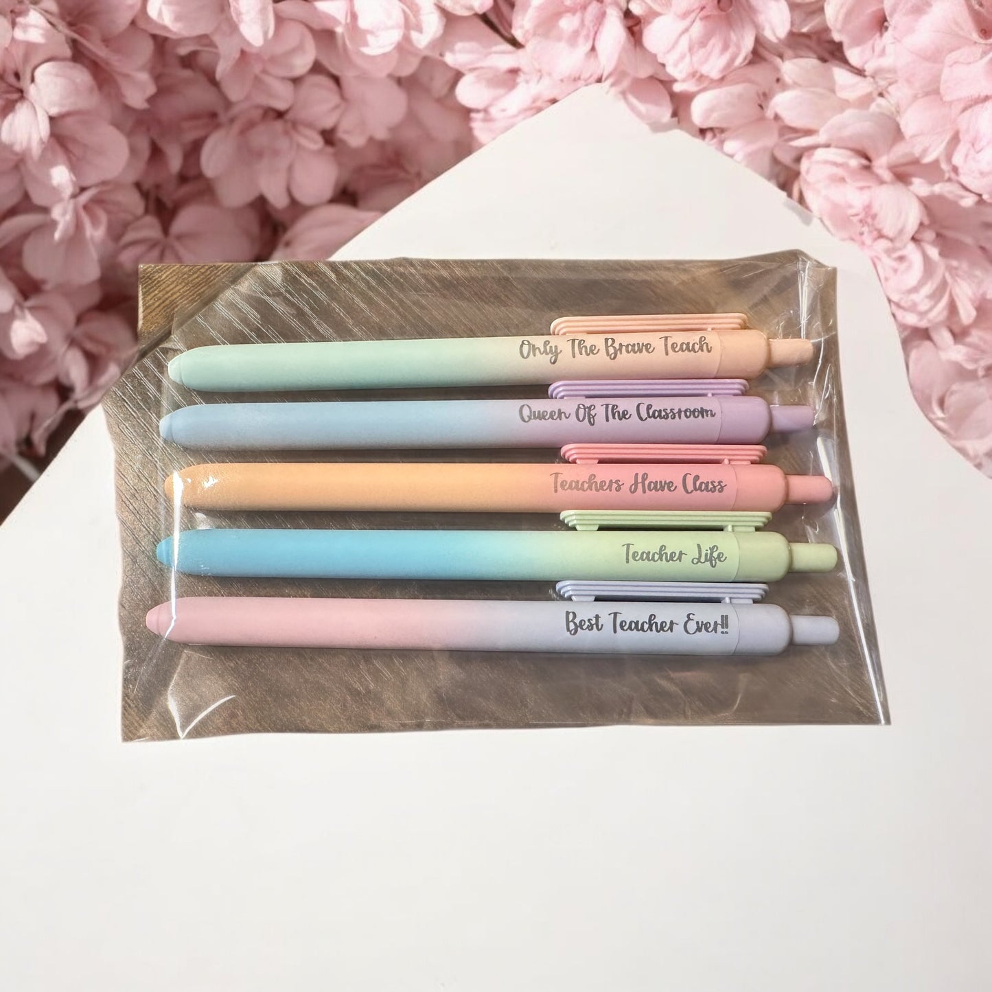 Set of 5 laser engraved ombre pens