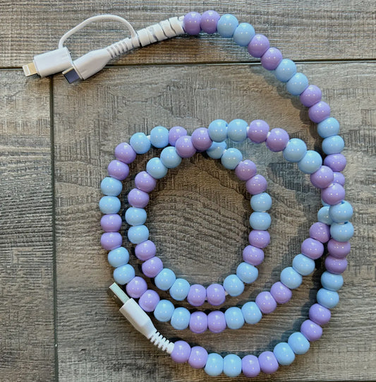 Beaded charger with lightening and USB-C cable
