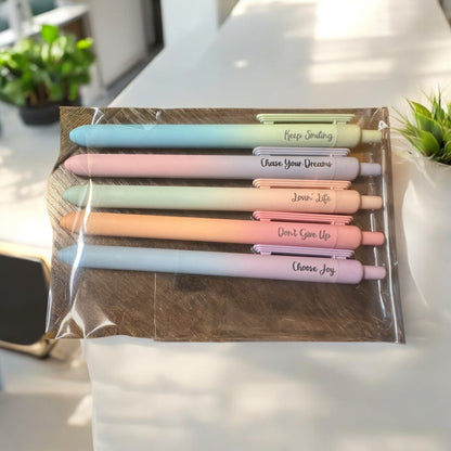Set of 5 laser engraved ombre pens